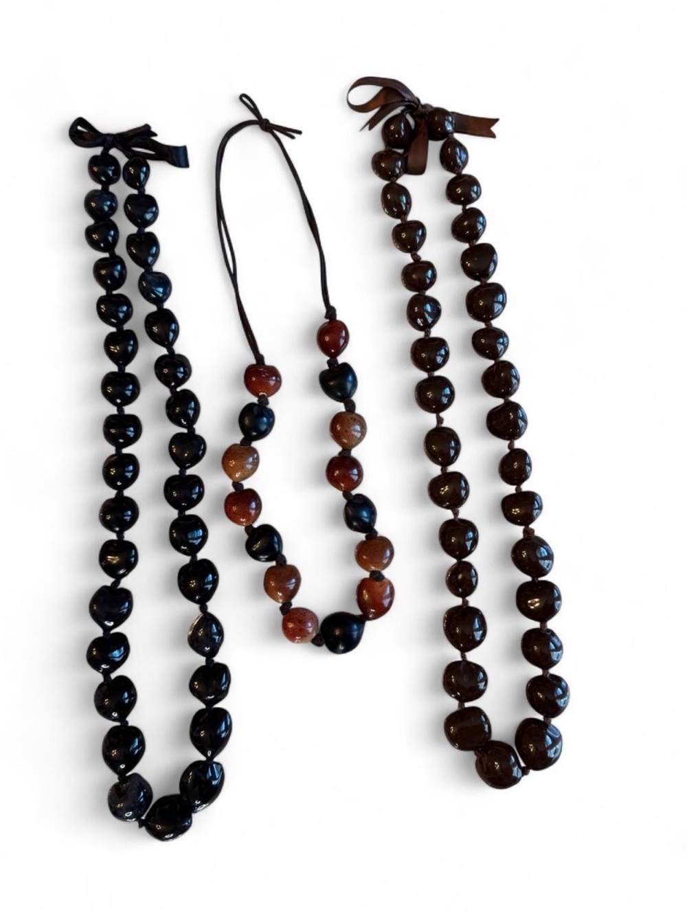Genuine Hawaiian Kukui Nut Lei Necklace - [Black / Brown / Multi]